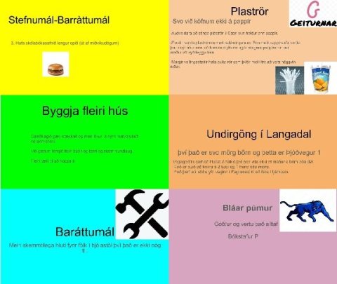 Barráttumál og myndun flokka fyrir þingkosningar. 5.-6.bekkur